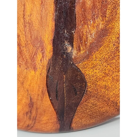 Hand Carved Vintage Round Wooden Tray Wall Plaque Folk Art Design Country Kitchy - Picture 4 of 9